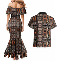 Malo e lelei Tonga Couples Matching Mermaid Dress and Hawaiian Shirt Tongan Ngatu Vintage Brown LT14 - Polynesian Pride
