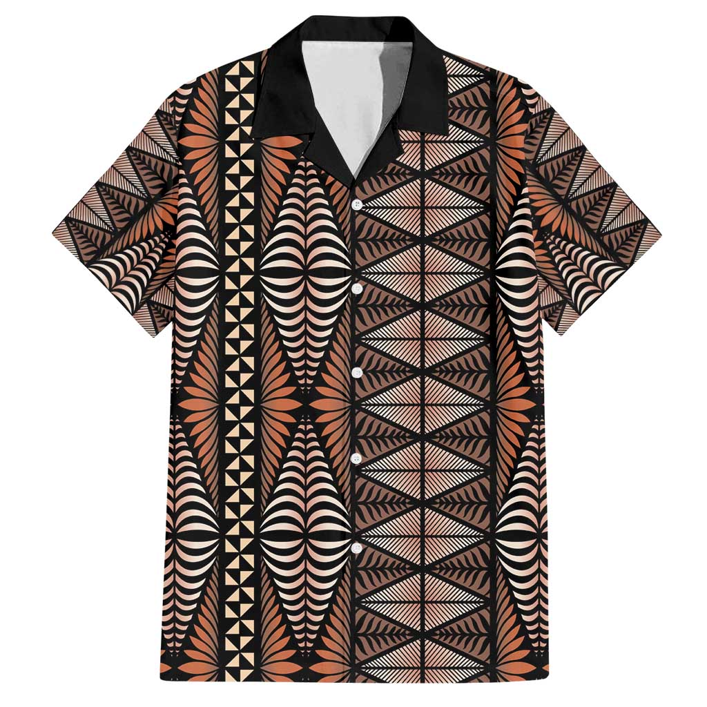 Malo e lelei Tonga Family Matching Off Shoulder Maxi Dress and Hawaiian Shirt Tongan Ngatu Vintage Brown LT14 Dad's Shirt - Short Sleeve Brown - Polynesian Pride