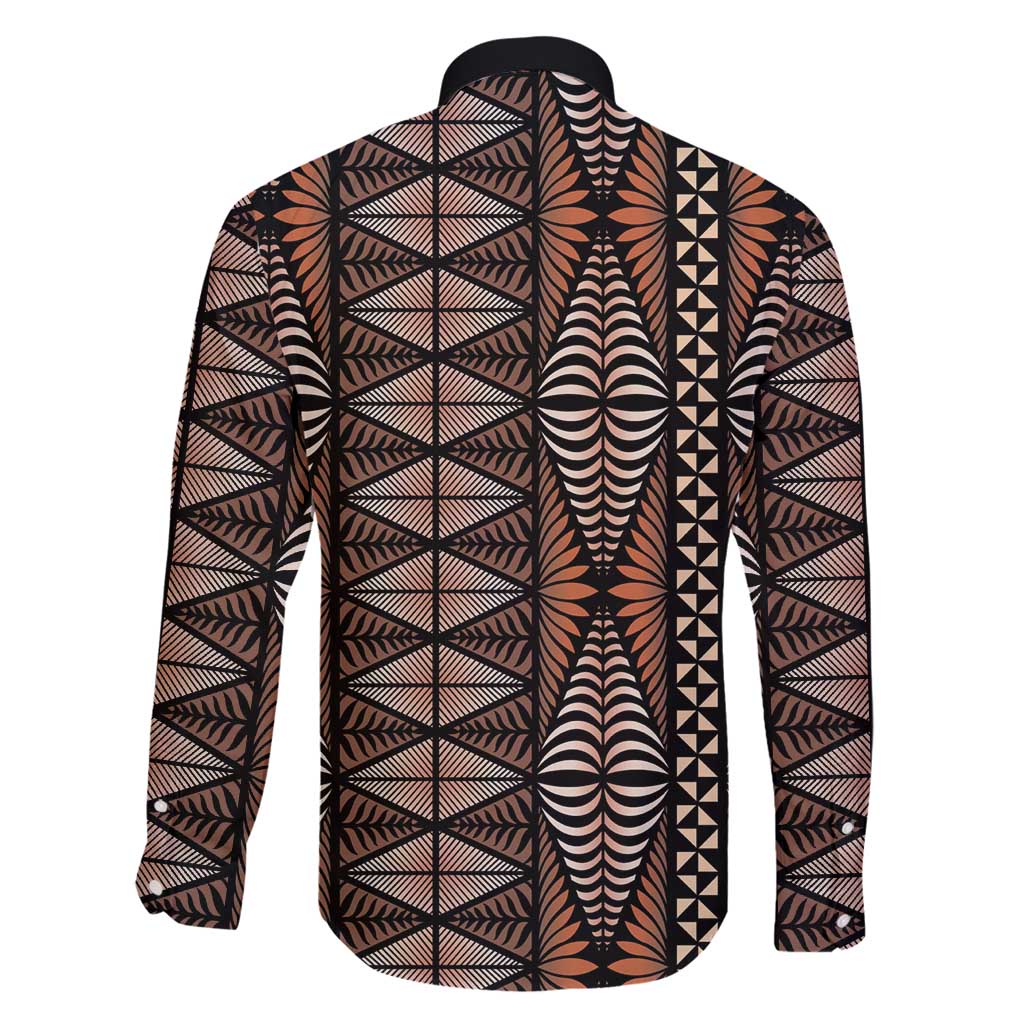 Malo e lelei Tonga Family Matching Off Shoulder Maxi Dress and Hawaiian Shirt Tongan Ngatu Vintage Brown LT14 - Polynesian Pride