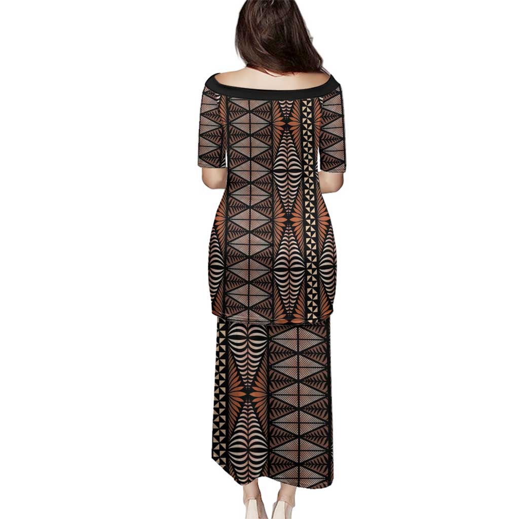 Malo e lelei Tonga Family Matching Puletasi and Hawaiian Shirt Tongan Ngatu Vintage Brown LT14 - Polynesian Pride