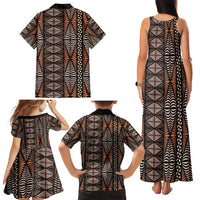Malo e lelei Tonga Family Matching Tank Maxi Dress and Hawaiian Shirt Tongan Ngatu Vintage Brown LT14 - Polynesian Pride