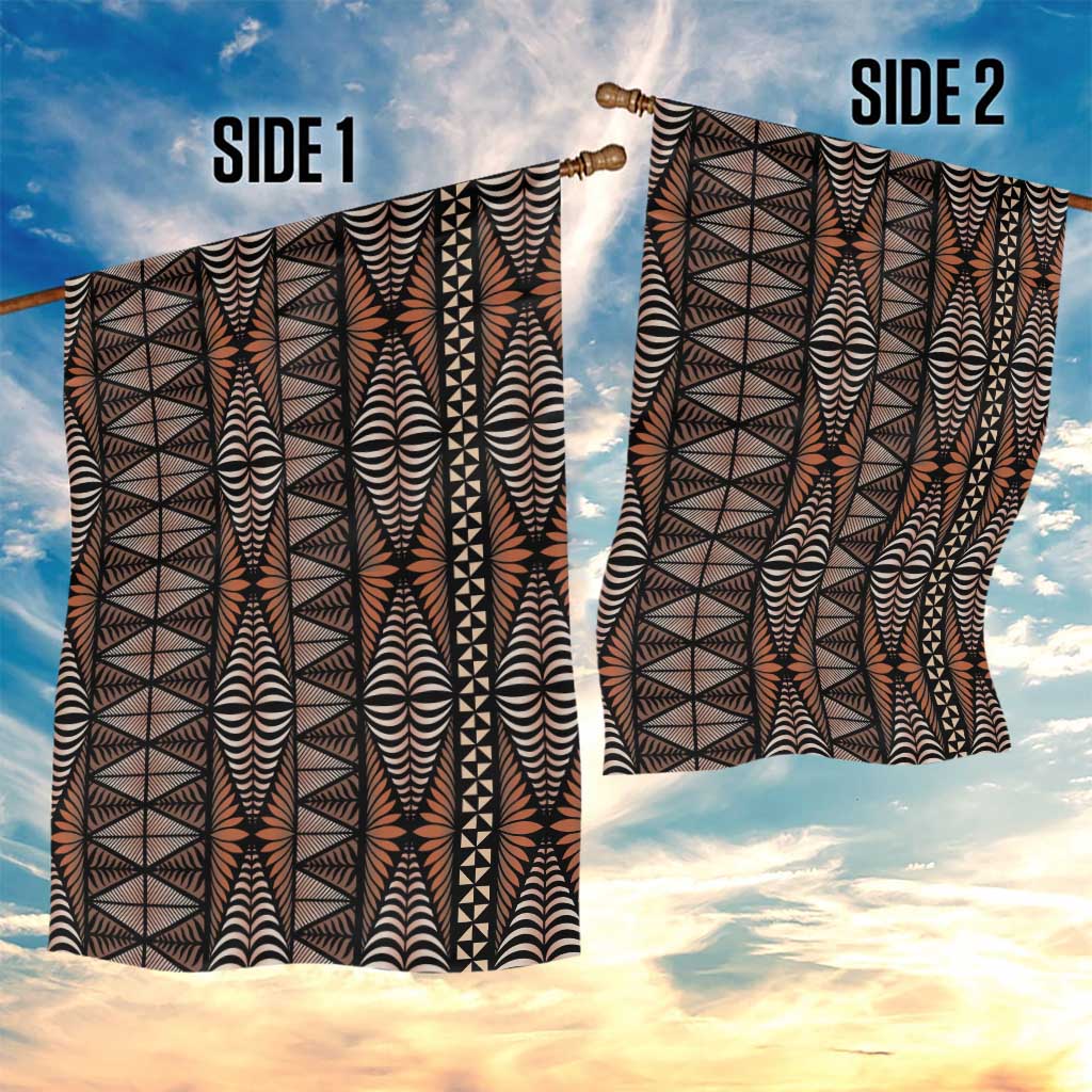 Malo e lelei Tonga Garden Flag Tongan Ngatu Vintage Brown - Polynesian Pride