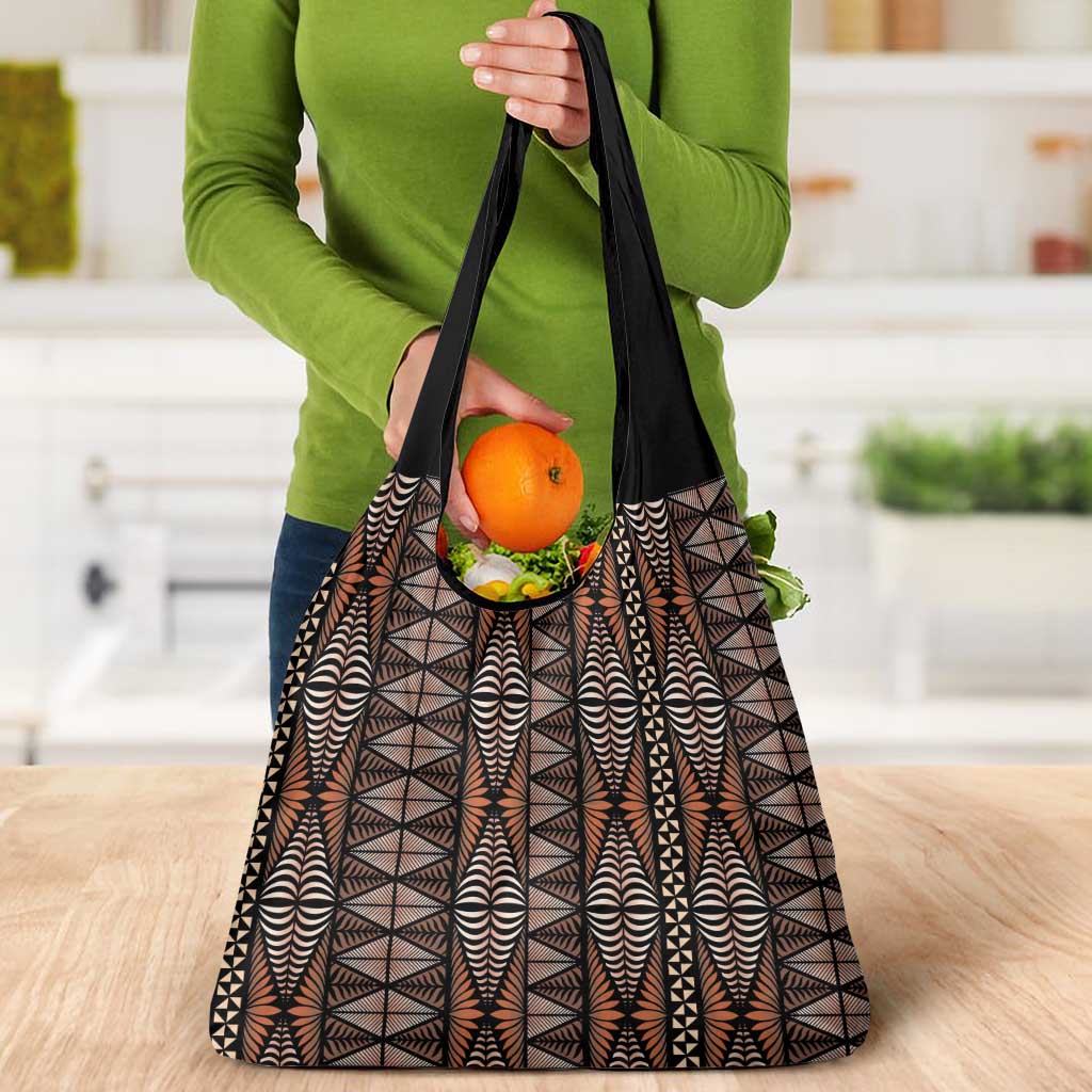Malo e lelei Tonga Grocery Bag Tongan Ngatu Vintage Brown - Polynesian Pride