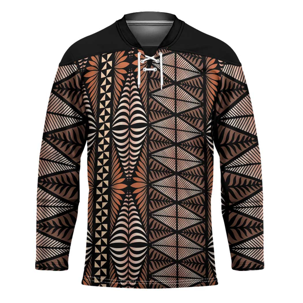 Malo e lelei Tonga Hockey Jersey Tongan Ngatu Vintage Brown - Polynesian Pride