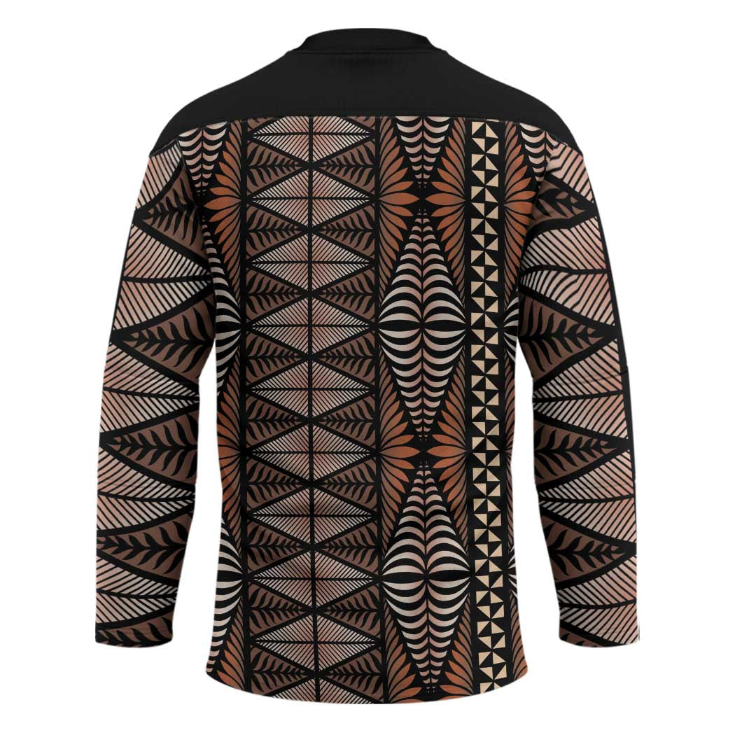 Malo e lelei Tonga Hockey Jersey Tongan Ngatu Vintage Brown - Polynesian Pride