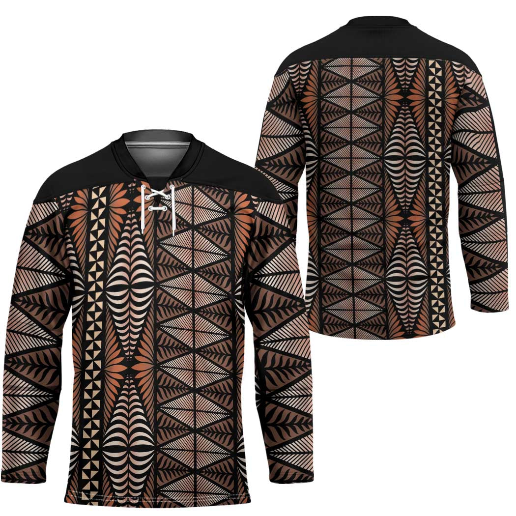 Malo e lelei Tonga Hockey Jersey Tongan Ngatu Vintage Brown - Polynesian Pride