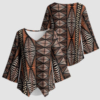 Malo e lelei Tonga Kimono Sleeve Blouse Tongan Ngatu Vintage Brown - Polynesian Pride