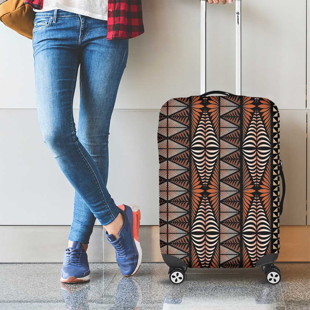 Malo e lelei Tonga Luggage Cover Tongan Ngatu Vintage Brown - Polynesian Pride