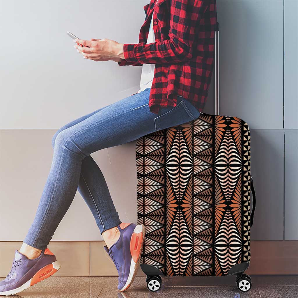 Malo e lelei Tonga Luggage Cover Tongan Ngatu Vintage Brown - Polynesian Pride