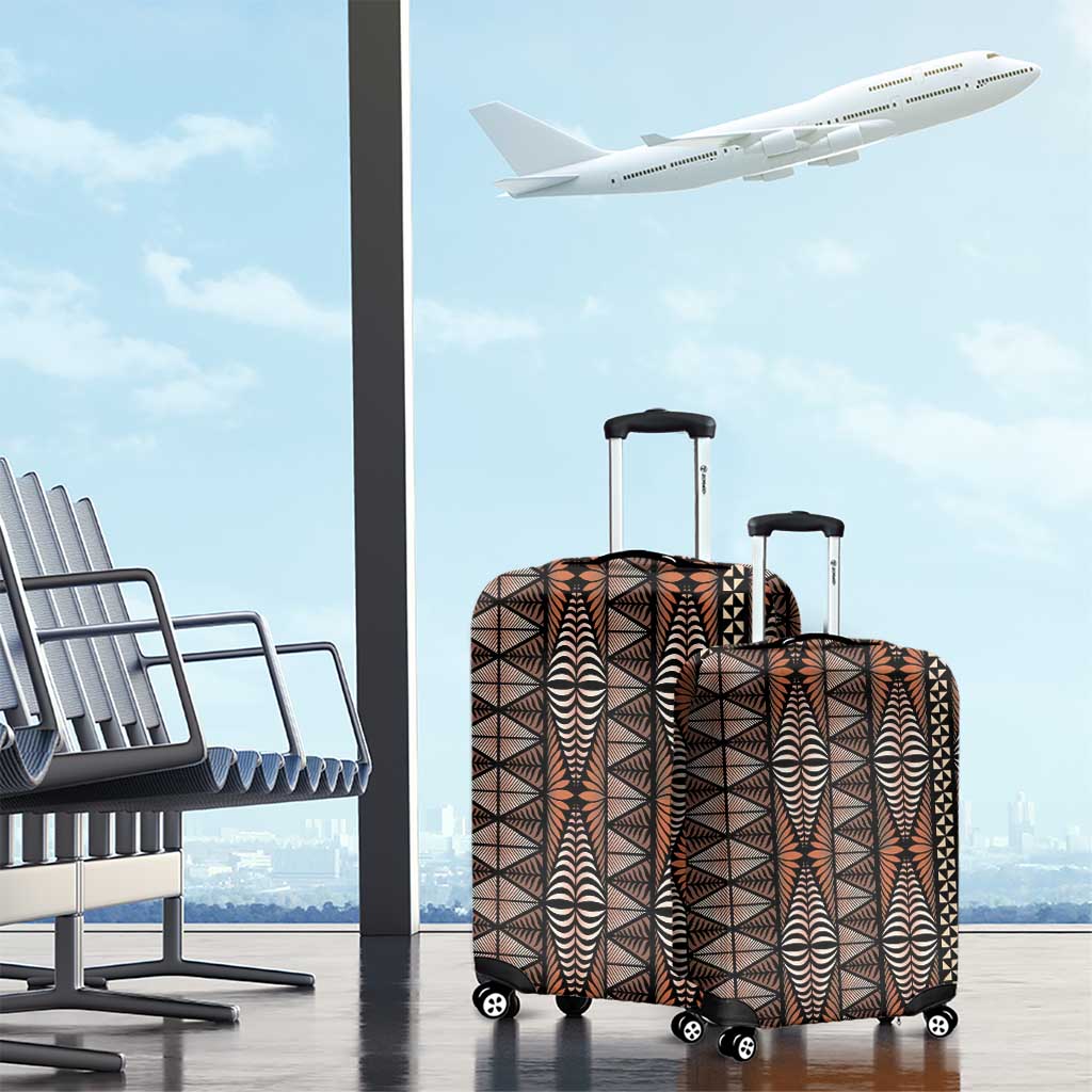 Malo e lelei Tonga Luggage Cover Tongan Ngatu Vintage Brown - Polynesian Pride