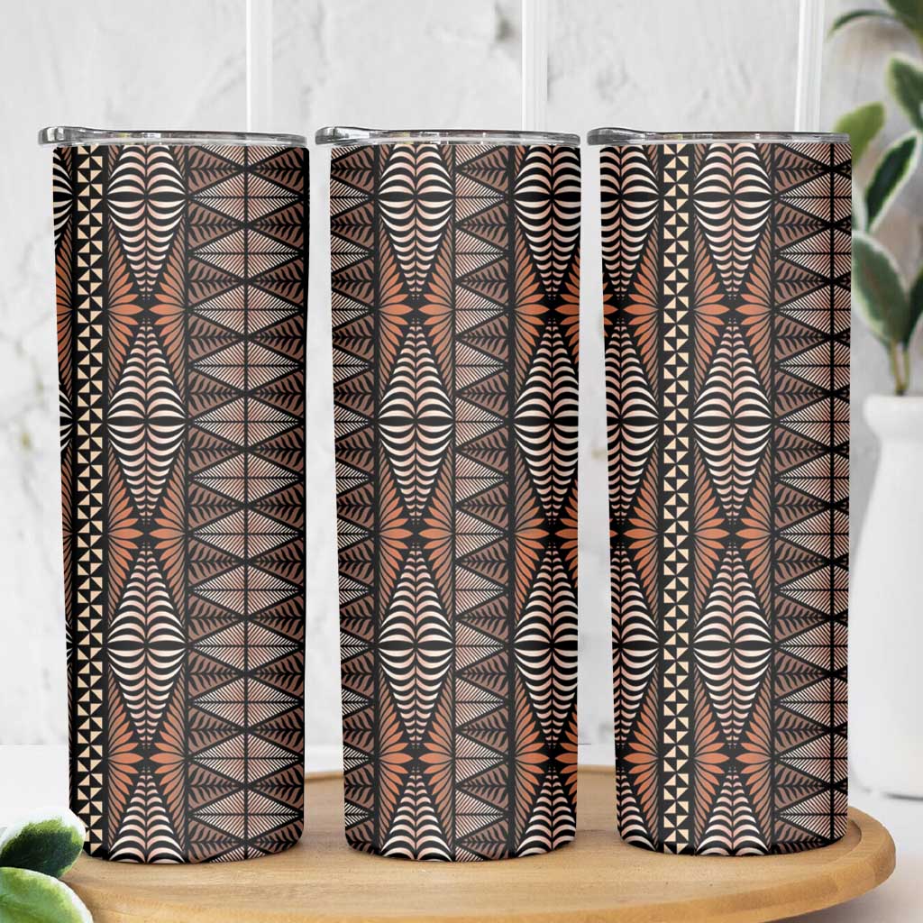 Malo e lelei Tonga Skinny Tumbler Tongan Ngatu Vintage Brown LT14 - Polynesian Pride
