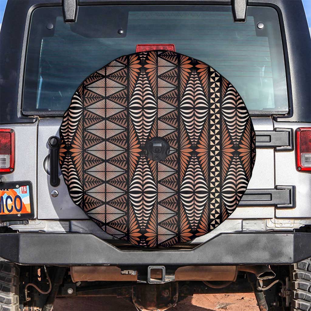 Malo e lelei Tonga Spare Tire Cover Tongan Ngatu Vintage Brown - Polynesian Pride