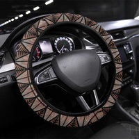 Malo e lelei Tonga Steering Wheel Cover Tongan Ngatu Vintage Brown - Polynesian Pride