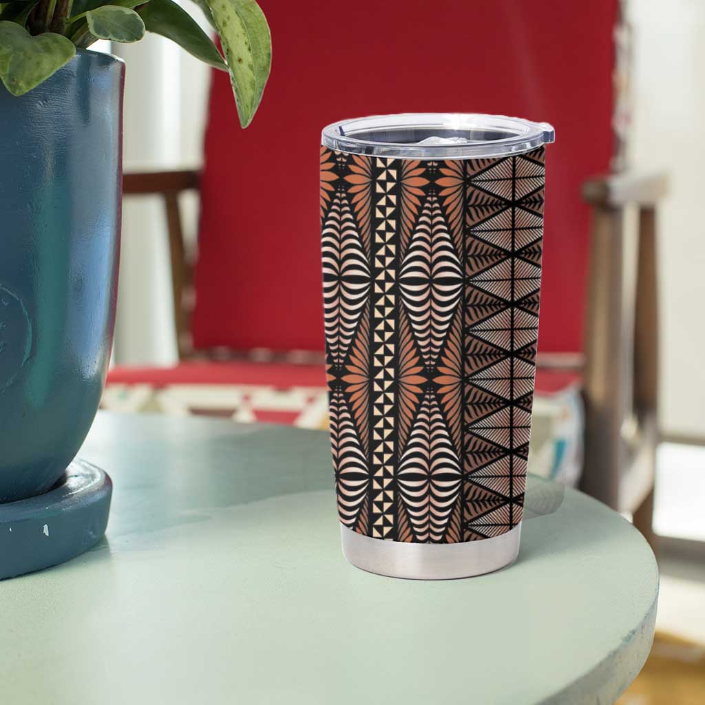 Malo e lelei Tonga Tumbler Cup Tongan Ngatu Vintage Brown - Polynesian Pride