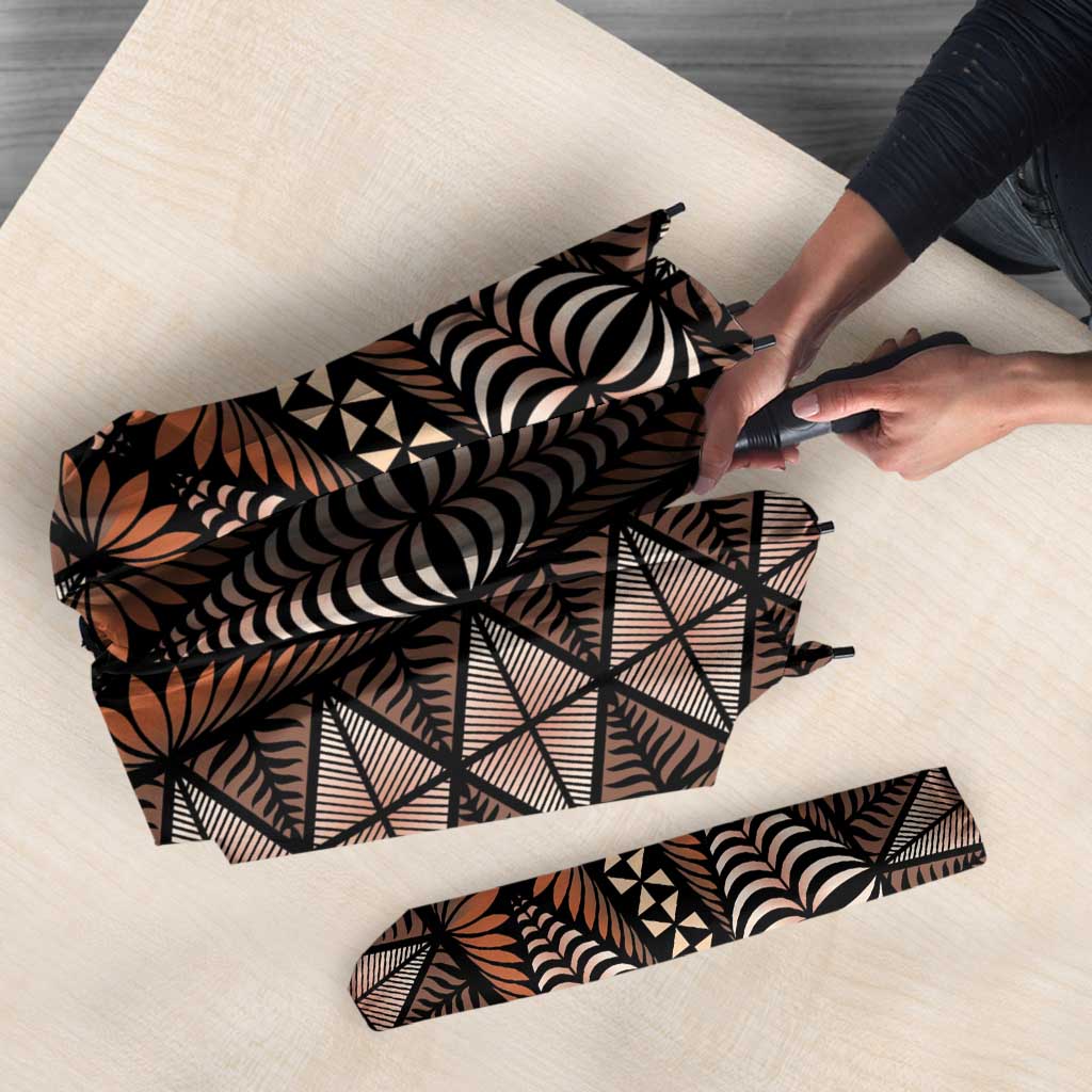 Malo e lelei Tonga Umbrella Tongan Ngatu Vintage Brown - Polynesian Pride