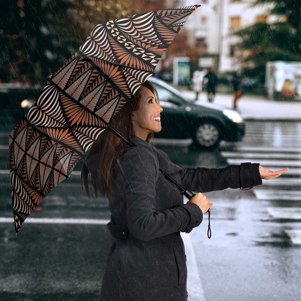 Malo e lelei Tonga Umbrella Tongan Ngatu Vintage Brown - Polynesian Pride