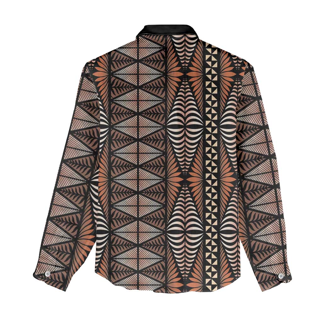 Malo e lelei Tonga Women Casual Shirt Tongan Ngatu Vintage Brown - Polynesian Pride