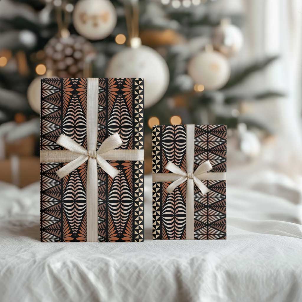 Malo e lelei Tonga Wrapping Paper Tongan Ngatu Vintage Brown - Polynesian Pride