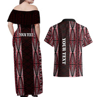 Tonga Rugby Personalised Couples Matching Off Shoulder Maxi Dress and Hawaiian Shirt 2025 Mate Maa Tonga Ngatu Motif LT14 - Polynesian Pride
