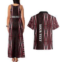 Tonga Rugby Personalised Couples Matching Tank Maxi Dress and Hawaiian Shirt 2025 Mate Maa Tonga Ngatu Motif LT14 - Polynesian Pride