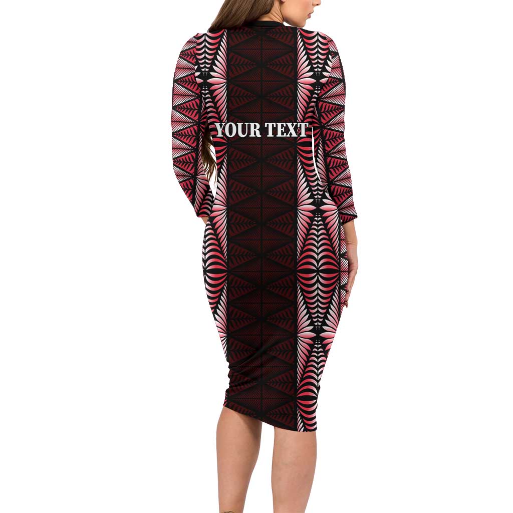 Tonga Rugby Personalised Family Matching Long Sleeve Bodycon Dress and Hawaiian Shirt 2025 Mate Maa Tonga Ngatu Motif LT14 - Polynesian Pride