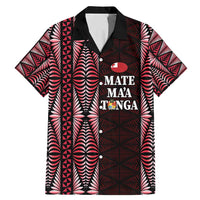 Tonga Rugby Personalised Family Matching Mermaid Dress and Hawaiian Shirt 2025 Mate Maa Tonga Ngatu Motif LT14 Dad's Shirt - Short Sleeve Red - Polynesian Pride