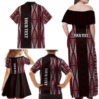 Tonga Rugby Personalised Family Matching Off Shoulder Maxi Dress and Hawaiian Shirt 2025 Mate Maa Tonga Ngatu Motif LT14 - Polynesian Pride