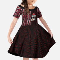 Tonga Rugby Personalised Family Matching Summer Maxi Dress and Hawaiian Shirt 2025 Mate Maa Tonga Ngatu Motif LT14 Daughter's Dress Red - Polynesian Pride