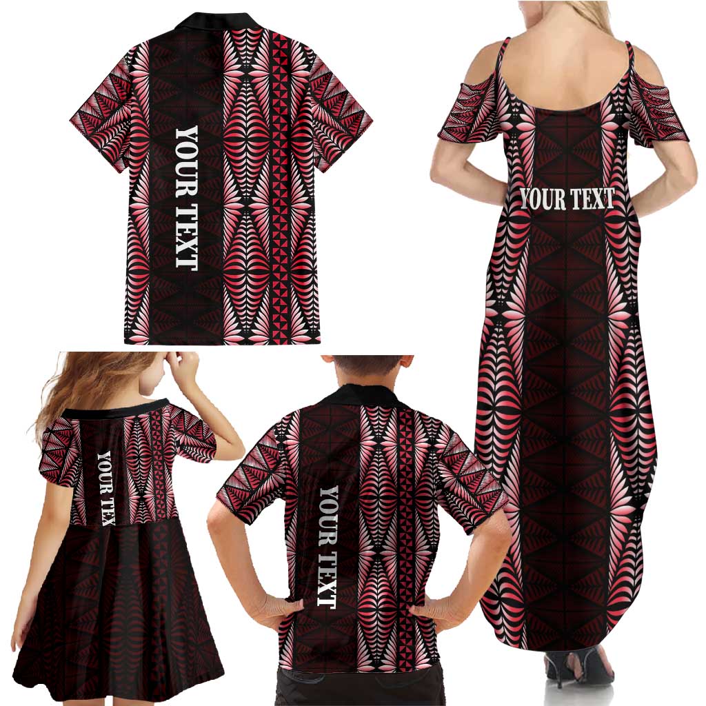 Tonga Rugby Personalised Family Matching Summer Maxi Dress and Hawaiian Shirt 2025 Mate Maa Tonga Ngatu Motif LT14 - Polynesian Pride