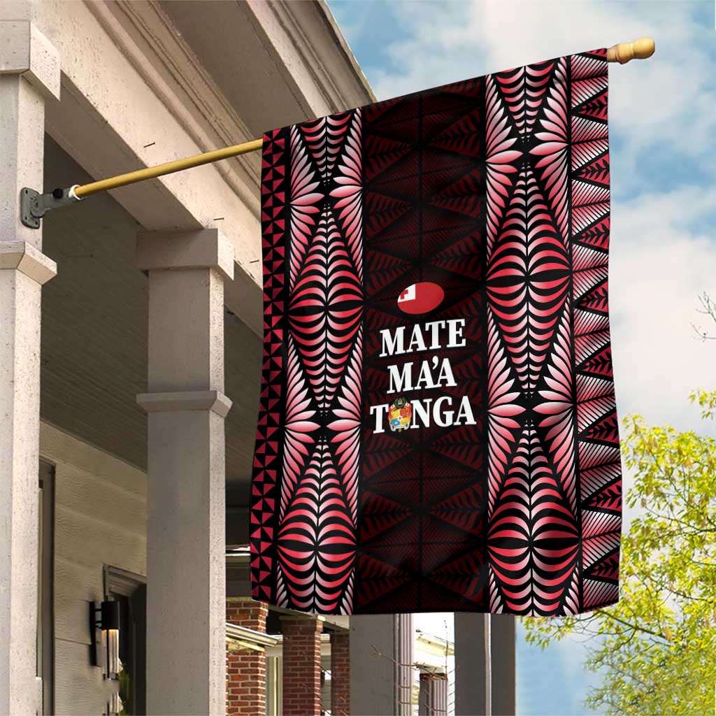 Tonga Rugby Garden Flag 2025 Mate Maa Tonga Ngatu Motif LT14 House Flag Red - Polynesian Pride