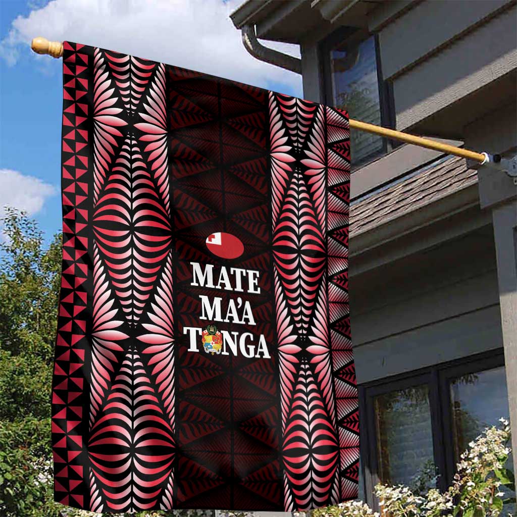 Tonga Rugby Garden Flag 2025 Mate Maa Tonga Ngatu Motif LT14 - Polynesian Pride