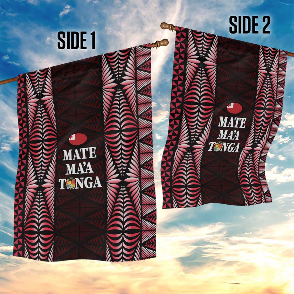 Tonga Rugby Garden Flag 2025 Mate Maa Tonga Ngatu Motif LT14 - Polynesian Pride