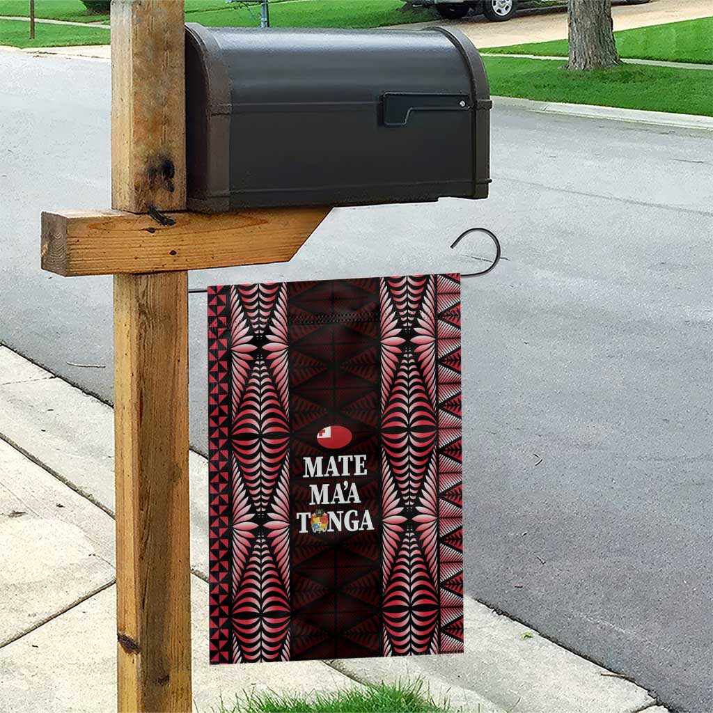 Tonga Rugby Garden Flag 2025 Mate Maa Tonga Ngatu Motif LT14 - Polynesian Pride