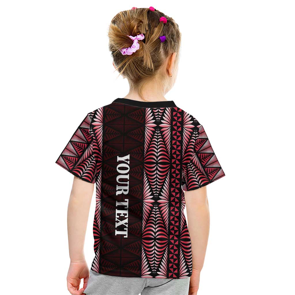 Tonga Rugby Personalised Kid T Shirt 2025 Mate Maa Tonga Ngatu Motif - Polynesian Pride
