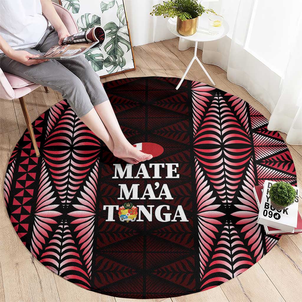Tonga Rugby Round Carpet 2025 Mate Maa Tonga Ngatu Motif LT14 - Polynesian Pride