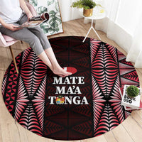 Tonga Rugby Round Carpet 2025 Mate Maa Tonga Ngatu Motif LT14 - Polynesian Pride