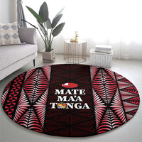 Tonga Rugby Round Carpet 2025 Mate Maa Tonga Ngatu Motif LT14 - Polynesian Pride