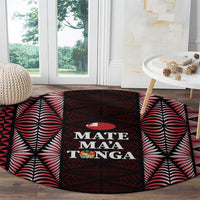 Tonga Rugby Round Carpet 2025 Mate Maa Tonga Ngatu Motif LT14 - Polynesian Pride