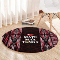 Tonga Rugby Round Carpet 2025 Mate Maa Tonga Ngatu Motif LT14 - Polynesian Pride