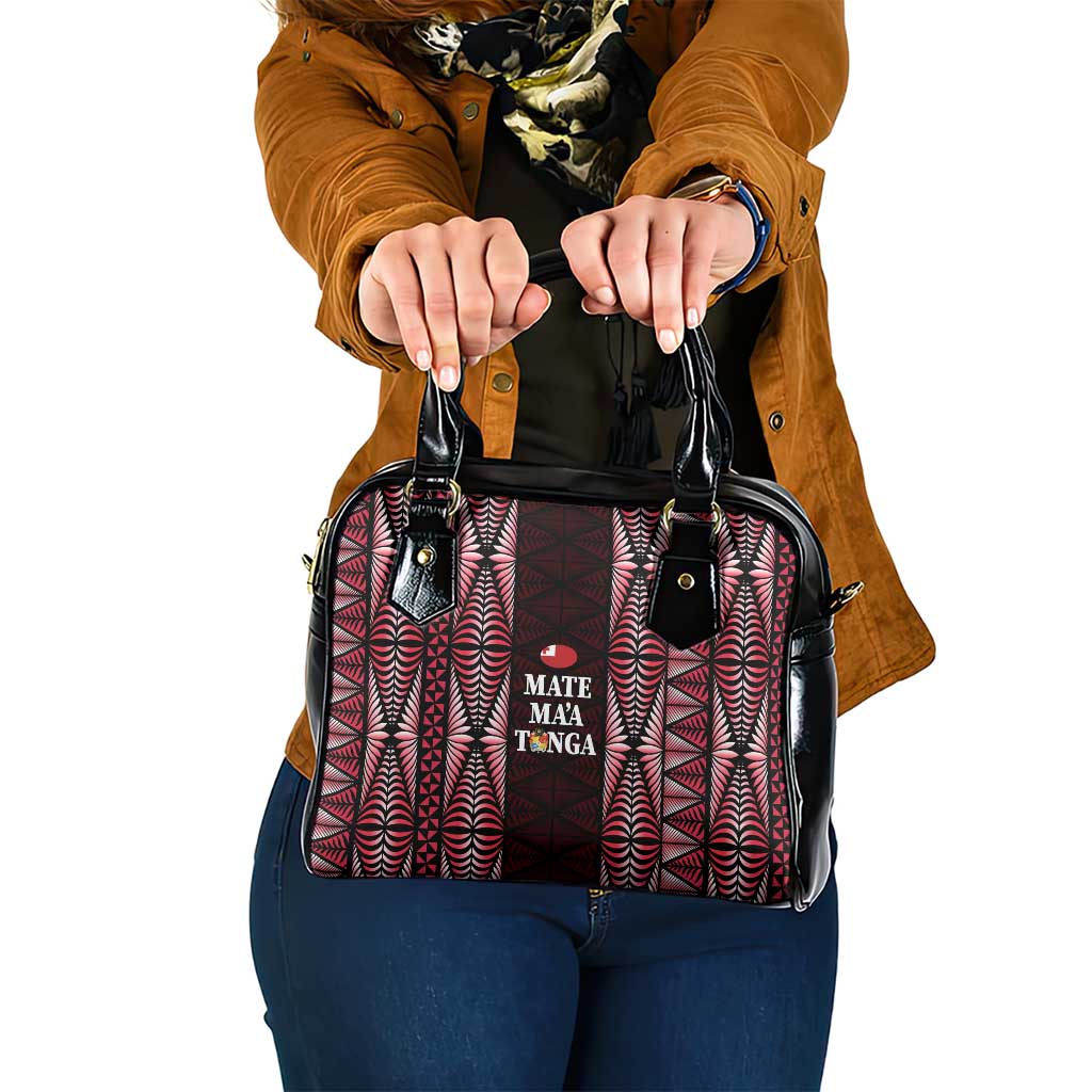 Tonga Rugby Shoulder Handbag 2025 Mate Maa Tonga Ngatu Motif LT14 One Size Red - Polynesian Pride