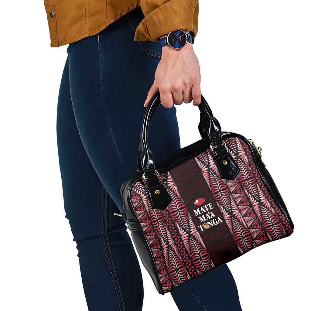 Tonga Rugby Shoulder Handbag 2025 Mate Maa Tonga Ngatu Motif LT14 - Polynesian Pride