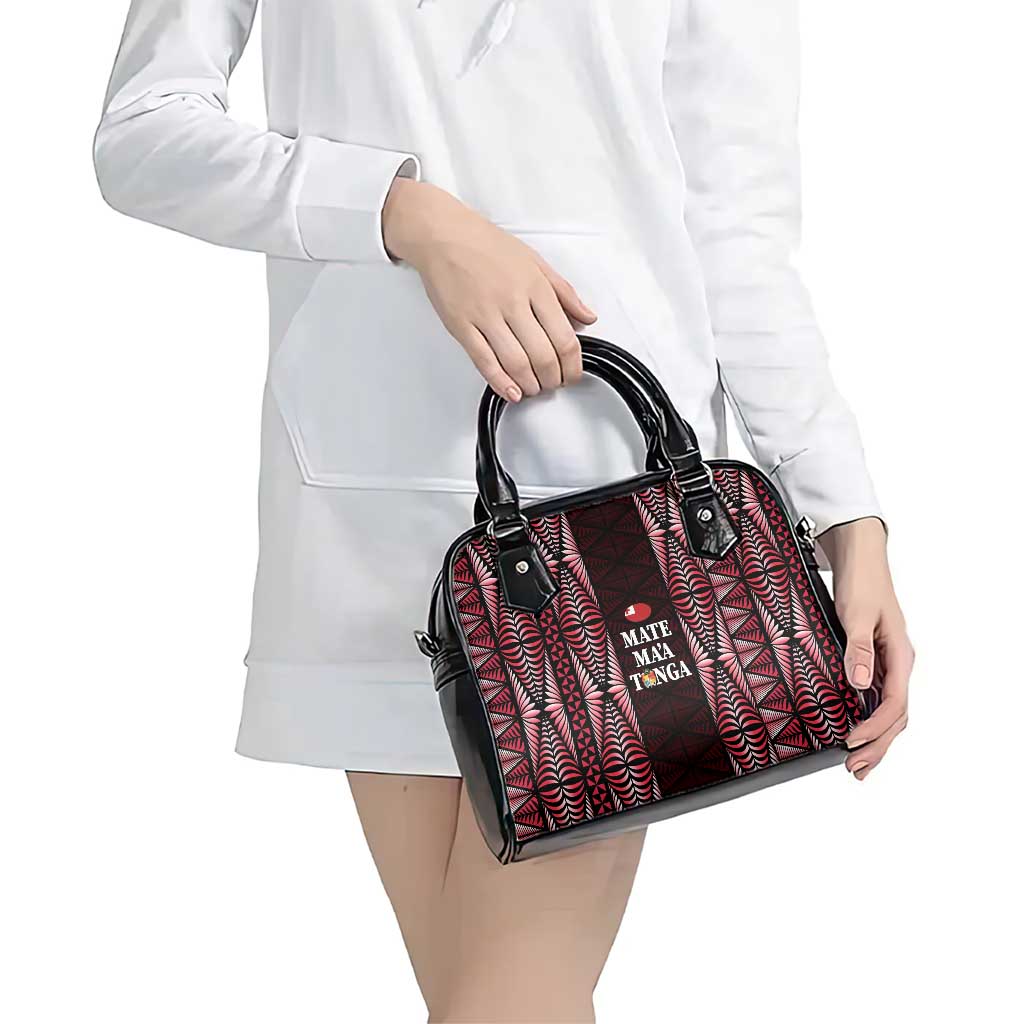 Tonga Rugby Shoulder Handbag 2025 Mate Maa Tonga Ngatu Motif LT14 - Polynesian Pride