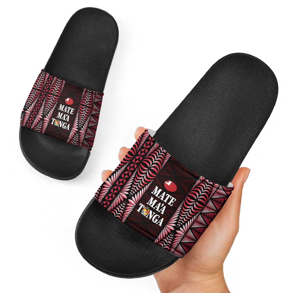 Tonga Rugby Slide Sandals 2025 Mate Maa Tonga Ngatu Motif - Polynesian Pride