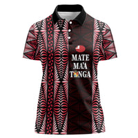 Tonga Rugby Personalised Women Polo Shirt 2025 Mate Maa Tonga Ngatu Motif - Polynesian Pride