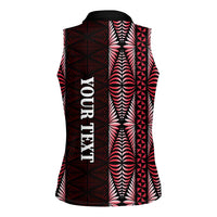 Tonga Rugby Personalised Women Sleeveless Polo Shirt 2025 Mate Maa Tonga Ngatu Motif LT14 - Polynesian Pride
