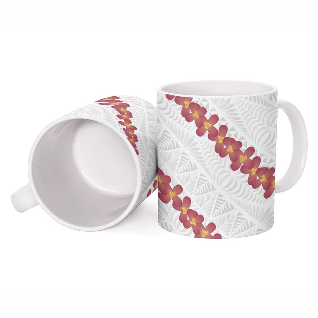 White Sunday Tonga Fakame Ceramic Mug Tongan Ngatu Heilala Lei - Polynesian Pride