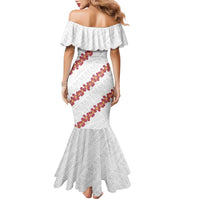 White Sunday Tonga Fakame Family Matching Mermaid Dress and Hawaiian Shirt Tongan Ngatu Heilala Lei LT14 - Polynesian Pride
