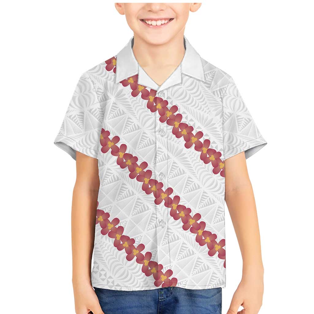 White Sunday Tonga Fakame Family Matching Mermaid Dress and Hawaiian Shirt Tongan Ngatu Heilala Lei LT14 Son's Shirt White - Polynesian Pride