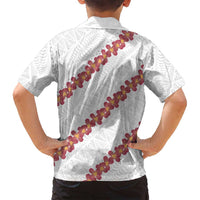 White Sunday Tonga Fakame Family Matching Off Shoulder Maxi Dress and Hawaiian Shirt Tongan Ngatu Heilala Lei LT14 - Polynesian Pride