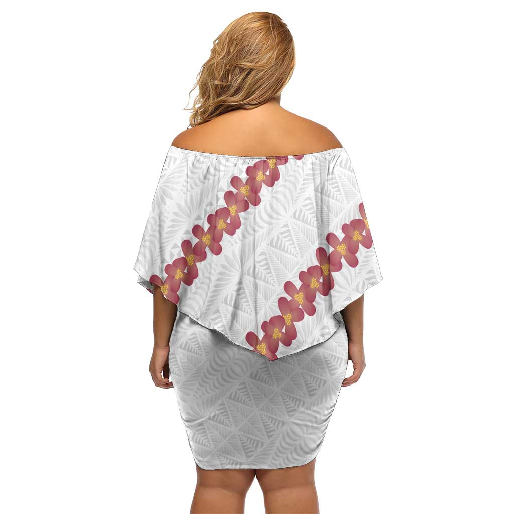 White Sunday Tonga Fakame Family Matching Off Shoulder Short Dress and Hawaiian Shirt Tongan Ngatu Heilala Lei LT14 - Polynesian Pride